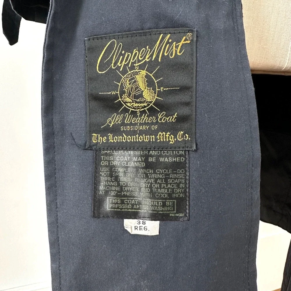 Vintage Clipper Mist London Fog Navy Trench 38‎ Men's Womens Medium Normcore